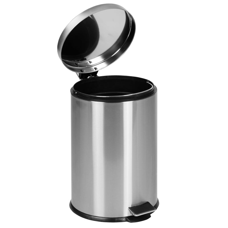 Round Stainless Steel Fingerprint Resistant Soft Close, Step Trash Can - 5.3 Gallons (20L)