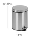 Round Stainless Steel Fingerprint Resistant Soft Close, Step Trash Can - 1.3 Gallons (5L)