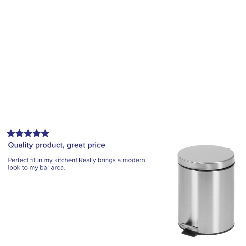 Round Stainless Steel Fingerprint Resistant Soft Close, Step Trash Can - 1.3 Gallons (5L)