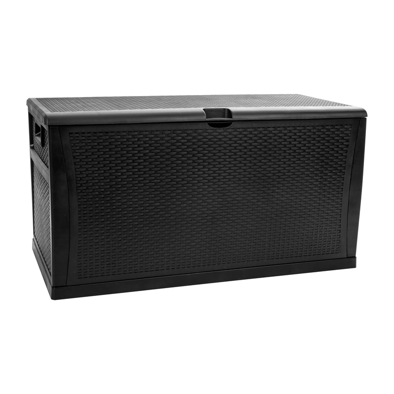 120 Gallon Plastic Deck Box - Outdoor Waterproof Storage Box for Patio Cushions, Garden Tools and Pool Toys, Black