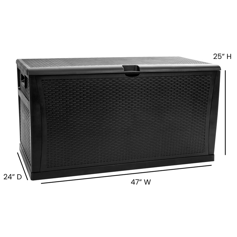 120 Gallon Plastic Deck Box - Outdoor Waterproof Storage Box for Patio Cushions, Garden Tools and Pool Toys, Black