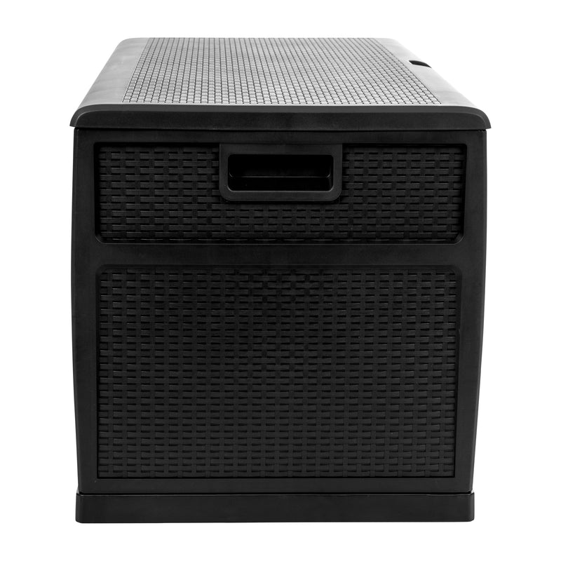 120 Gallon Plastic Deck Box - Outdoor Waterproof Storage Box for Patio Cushions, Garden Tools and Pool Toys, Black