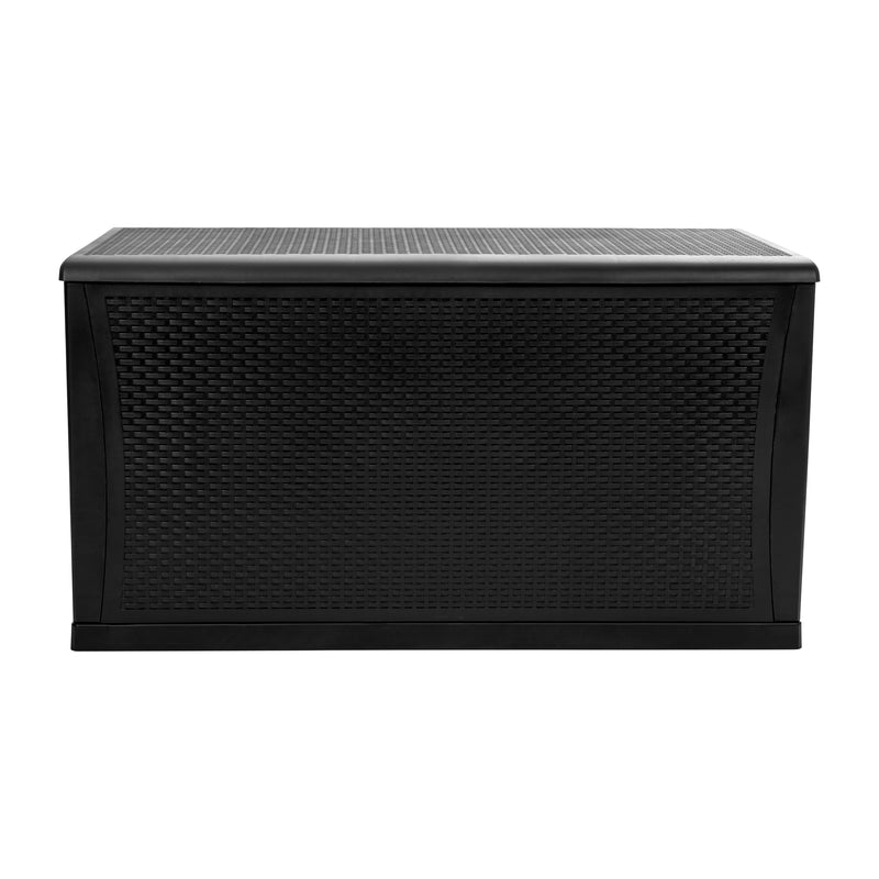 120 Gallon Plastic Deck Box - Outdoor Waterproof Storage Box for Patio Cushions, Garden Tools and Pool Toys, Black