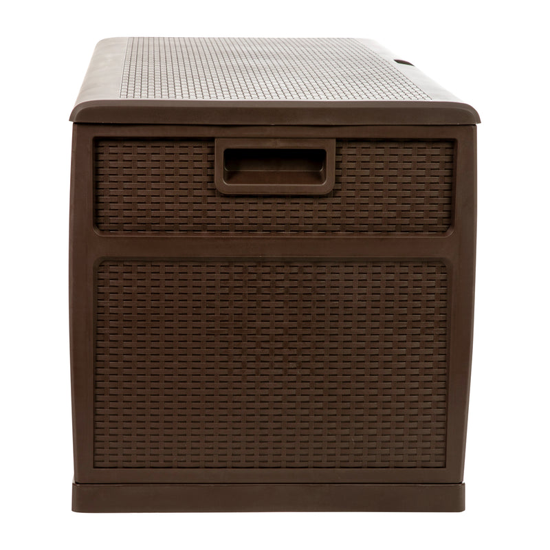 120 Gallon Plastic Deck Box - Outdoor Waterproof Storage Box for Patio Cushions, Garden Tools and Pool Toys, Brown