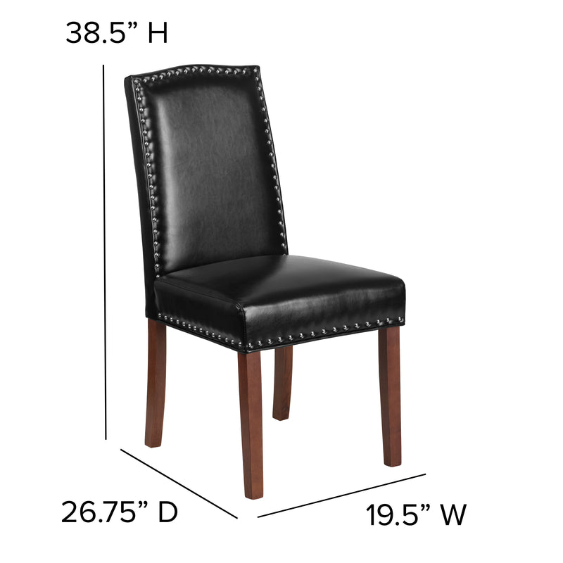 SINGLEWAVE Hampton Hill Series Black LeatherSoft Parsons Chair with Silver Accent Nail Trim