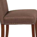 SINGLEWAVE Hampton Hill Series Brown Fabric Parsons Chair with Silver Accent Nail Trim