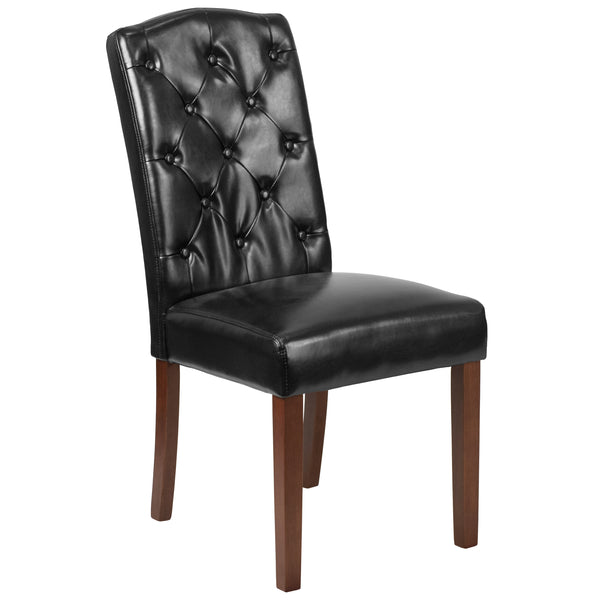 SINGLEWAVE Grove Park Series Black LeatherSoft Tufted Parsons Chair