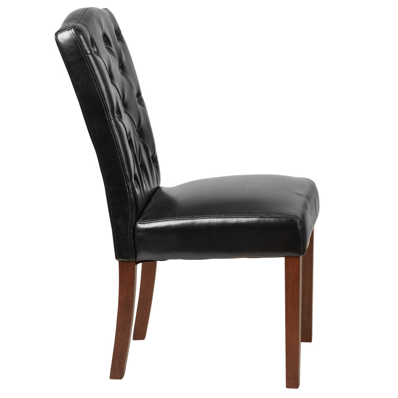 SINGLEWAVE Grove Park Series Black LeatherSoft Tufted Parsons Chair