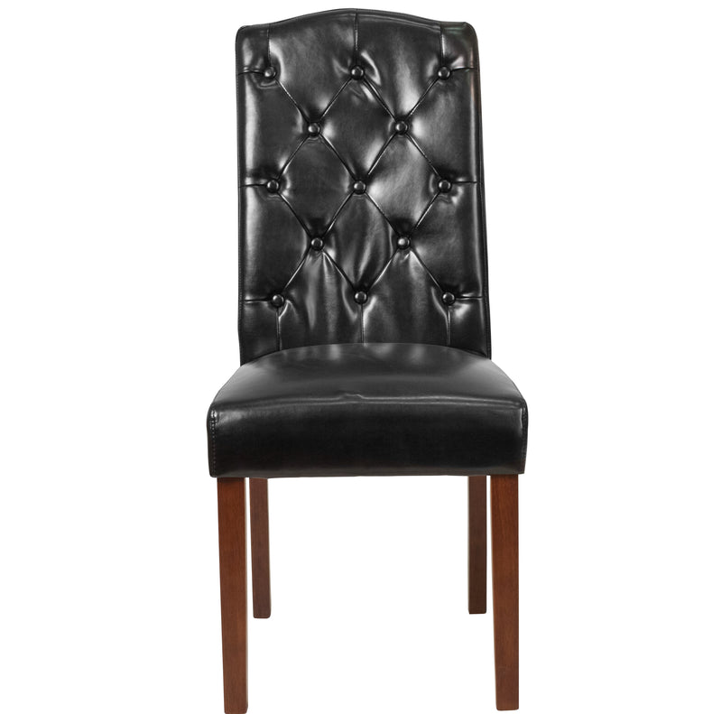 SINGLEWAVE Grove Park Series Black LeatherSoft Tufted Parsons Chair