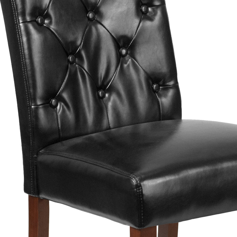 SINGLEWAVE Grove Park Series Black LeatherSoft Tufted Parsons Chair