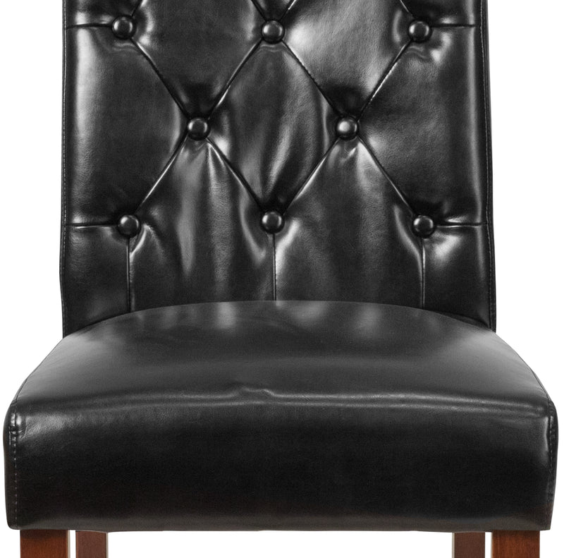 SINGLEWAVE Grove Park Series Black LeatherSoft Tufted Parsons Chair