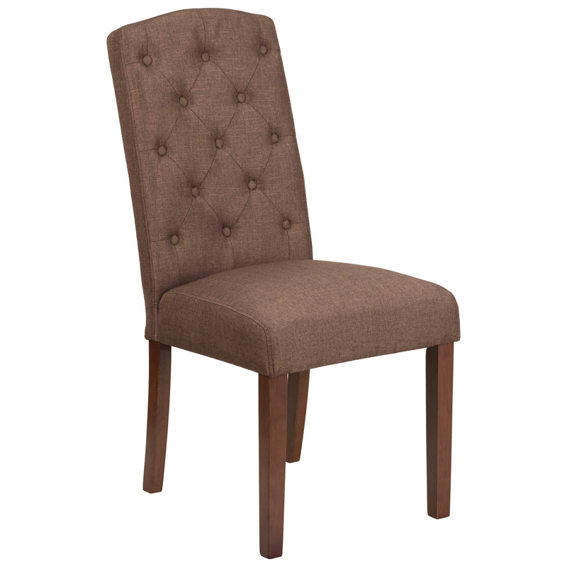 SINGLEWAVE Grove Park Series Brown Fabric Tufted Parsons Chair