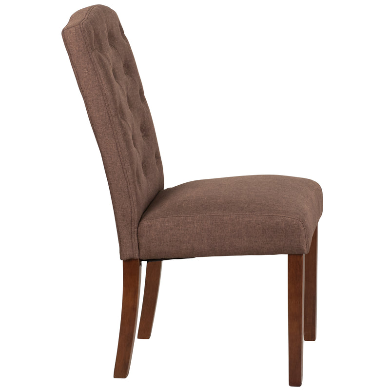 SINGLEWAVE Grove Park Series Brown Fabric Tufted Parsons Chair