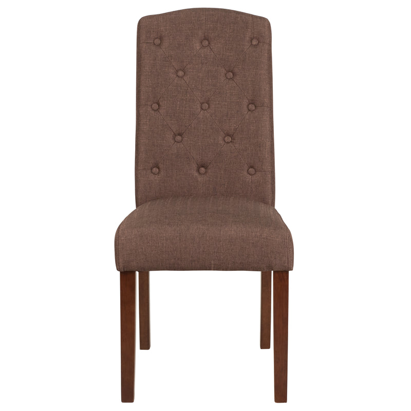 SINGLEWAVE Grove Park Series Brown Fabric Tufted Parsons Chair