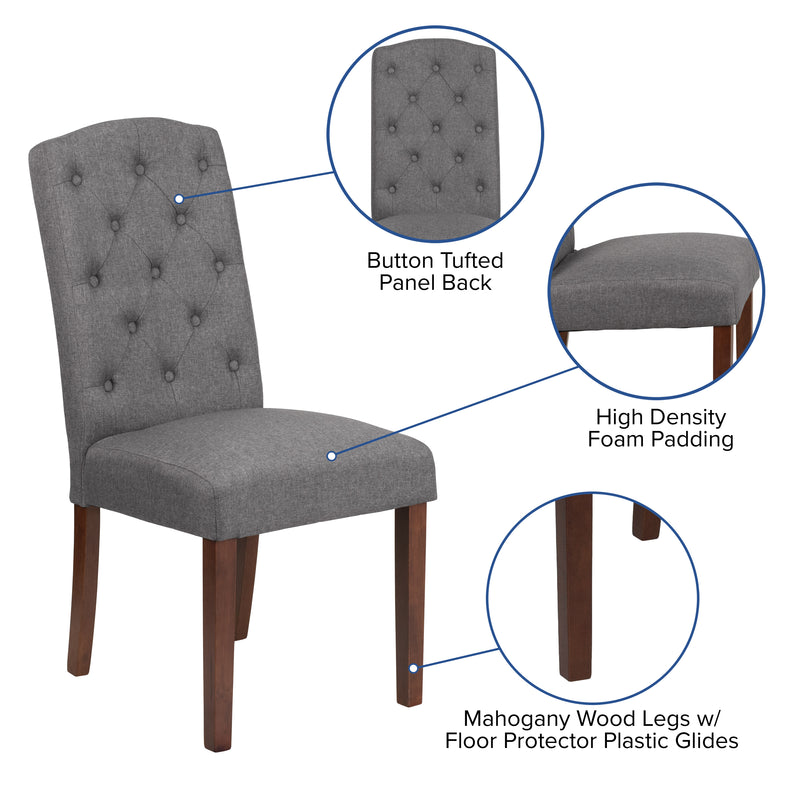 SINGLEWAVE Grove Park Series Gray Fabric Tufted Parsons Chair