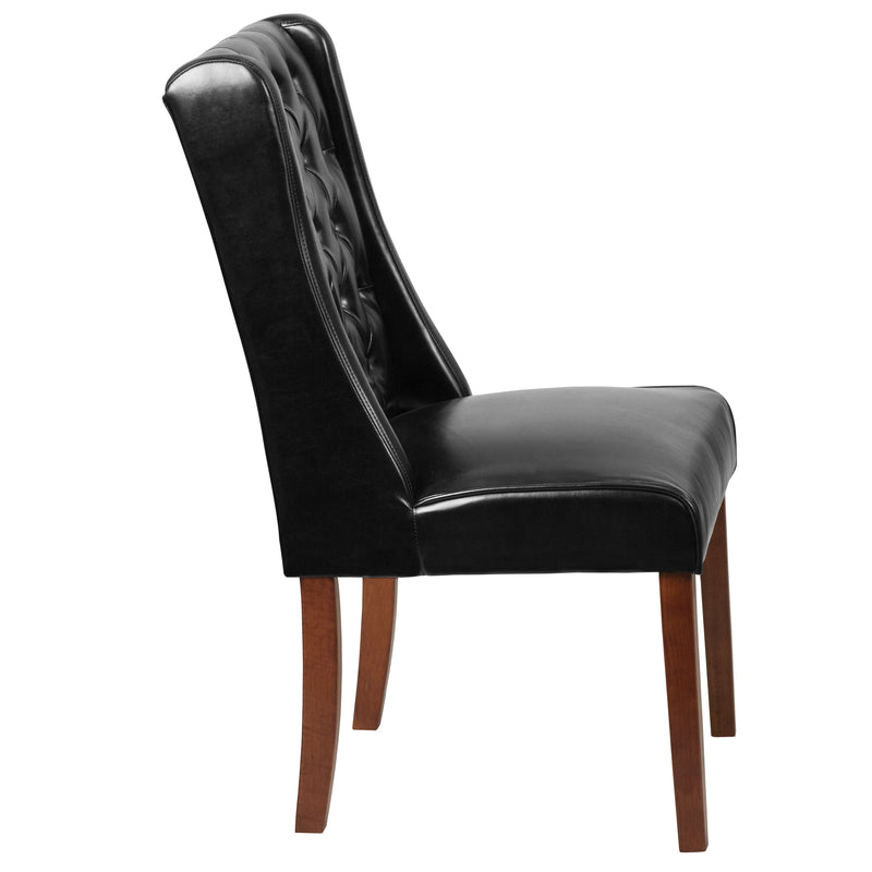 SINGLEWAVE Preston Series Black LeatherSoft Tufted Parsons Chair