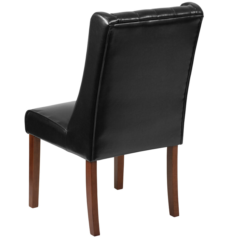 SINGLEWAVE Preston Series Black LeatherSoft Tufted Parsons Chair