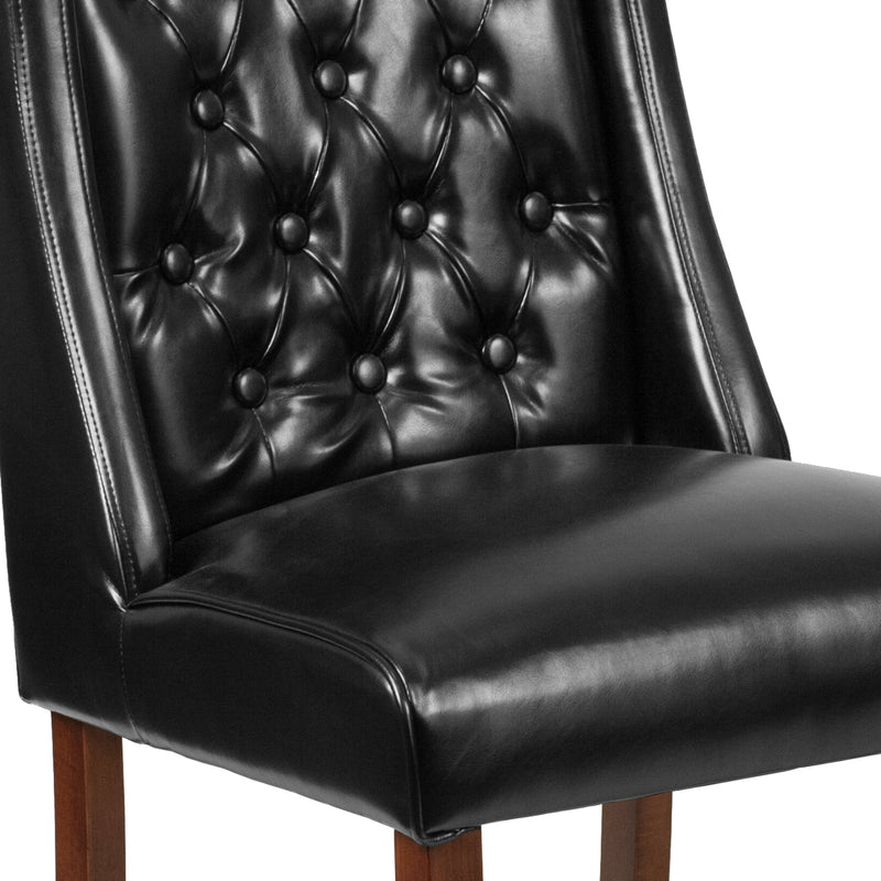 SINGLEWAVE Preston Series Black LeatherSoft Tufted Parsons Chair