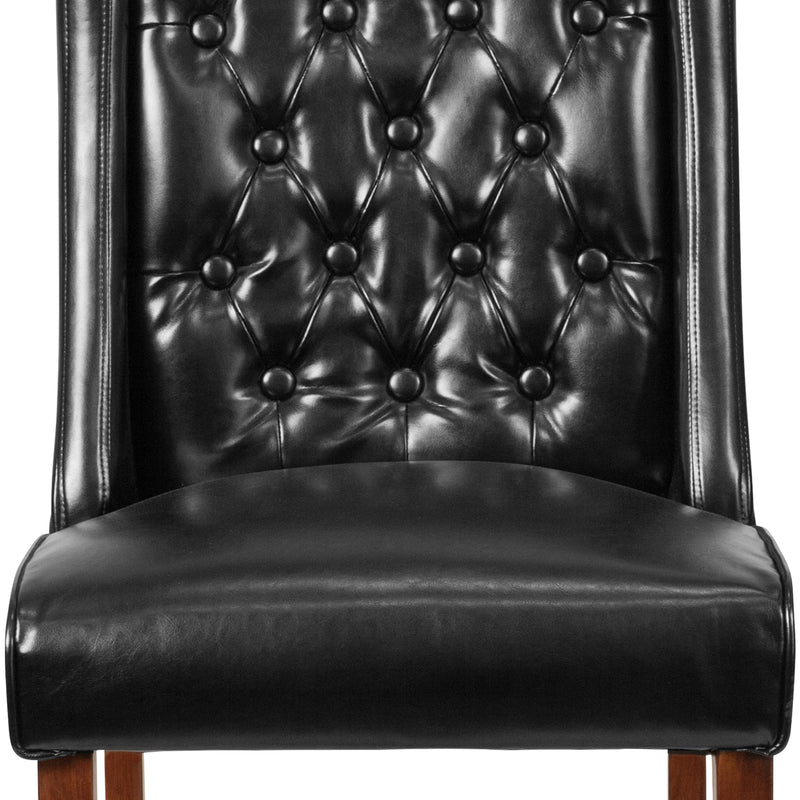 SINGLEWAVE Preston Series Black LeatherSoft Tufted Parsons Chair