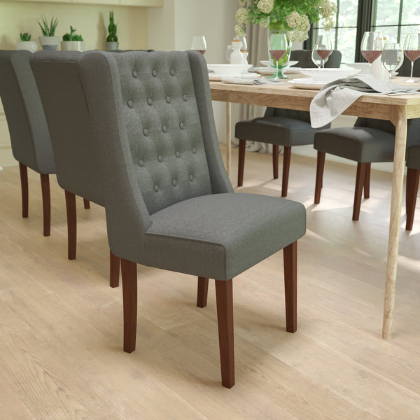 SINGLEWAVE Preston Series Gray Fabric Tufted Parsons Chair