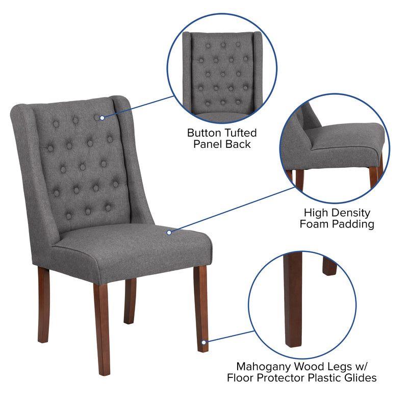 SINGLEWAVE Preston Series Gray Fabric Tufted Parsons Chair