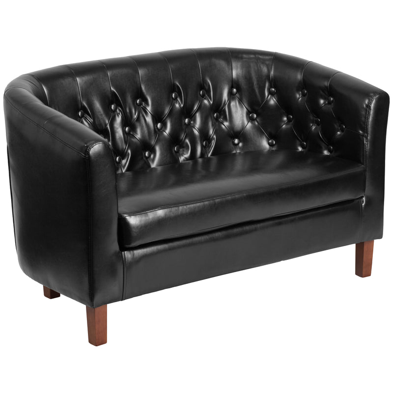 SINGLEWAVE Colindale Series Black LeatherSoft Tufted Loveseat