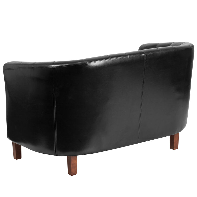 SINGLEWAVE Colindale Series Black LeatherSoft Tufted Loveseat