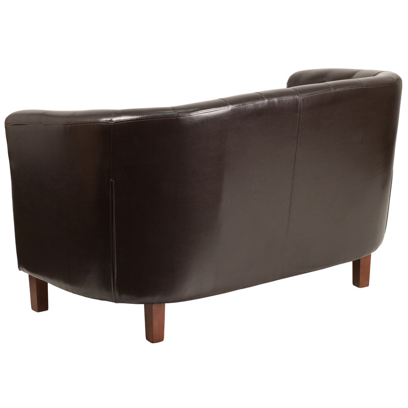 SINGLEWAVE Colindale Series Brown LeatherSoft Tufted Loveseat