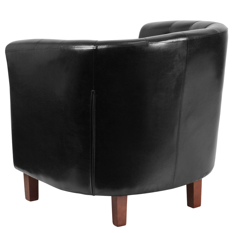 SINGLEWAVE Cranford Series Black LeatherSoft Tufted Barrel Chair