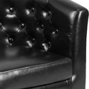 SINGLEWAVE Cranford Series Black LeatherSoft Tufted Barrel Chair