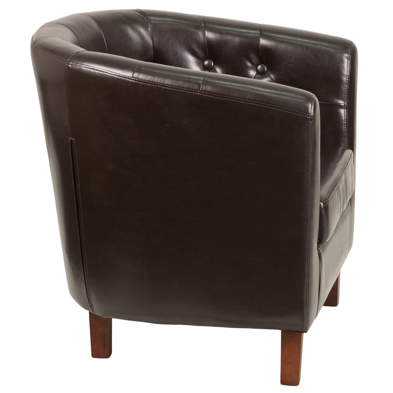 SINGLEWAVE Cranford Series Brown LeatherSoft Tufted Barrel Chair