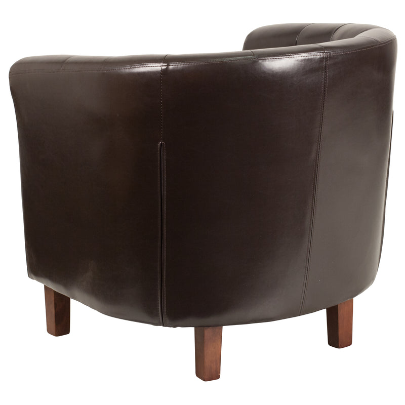 SINGLEWAVE Cranford Series Brown LeatherSoft Tufted Barrel Chair