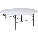 5.89-Foot Round Bi-Fold Granite White Plastic Banquet and Event Folding Table with Carrying Handle