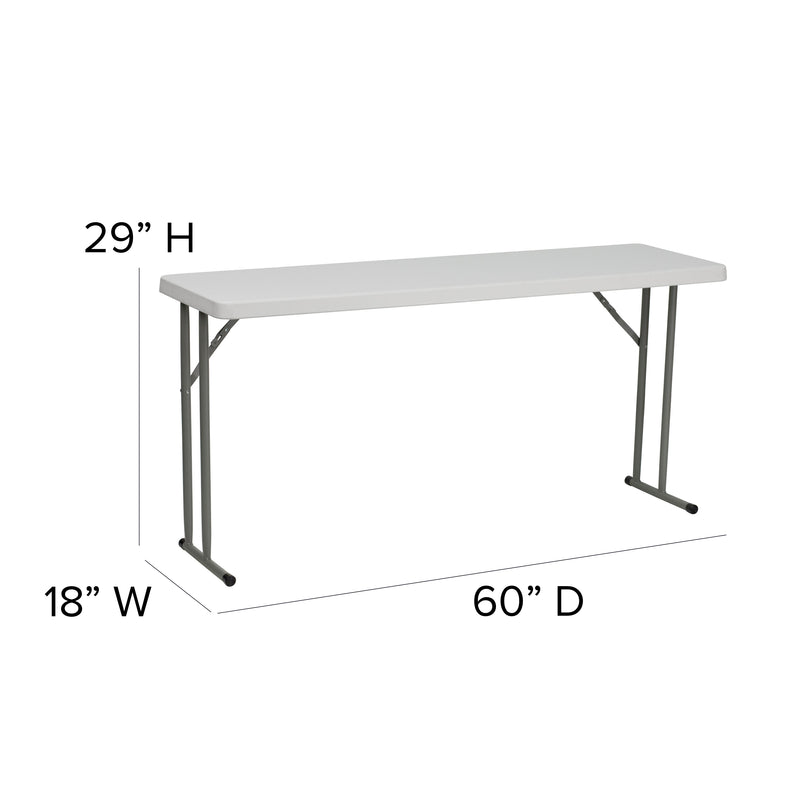 5-Foot Granite White Plastic Folding Training Table