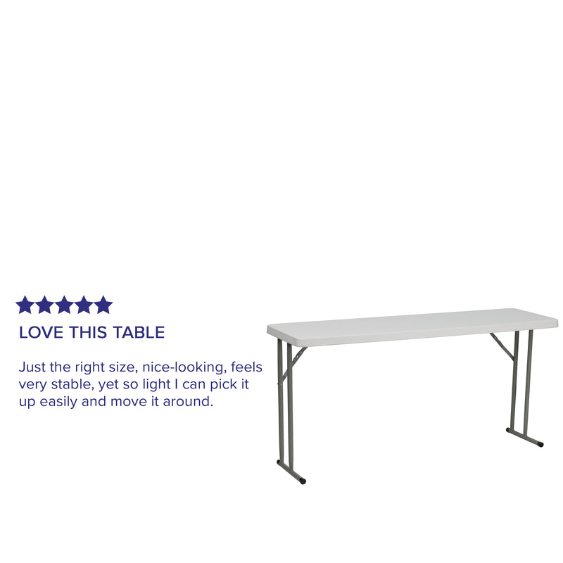 5-Foot Granite White Plastic Folding Training Table