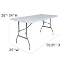 4.93-Foot Height Adjustable Granite White Plastic Folding Table