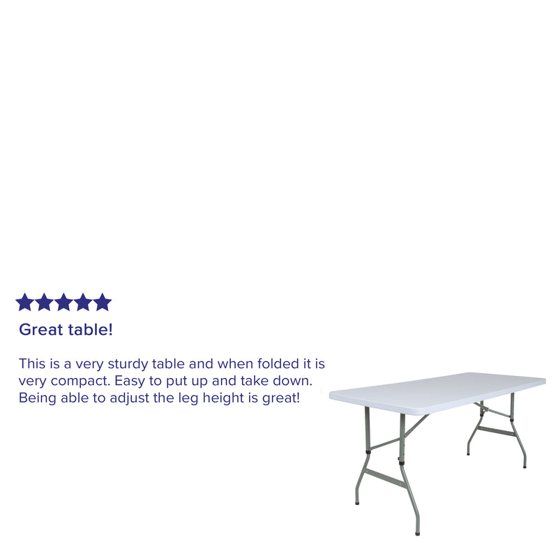 4.93-Foot Height Adjustable Granite White Plastic Folding Table