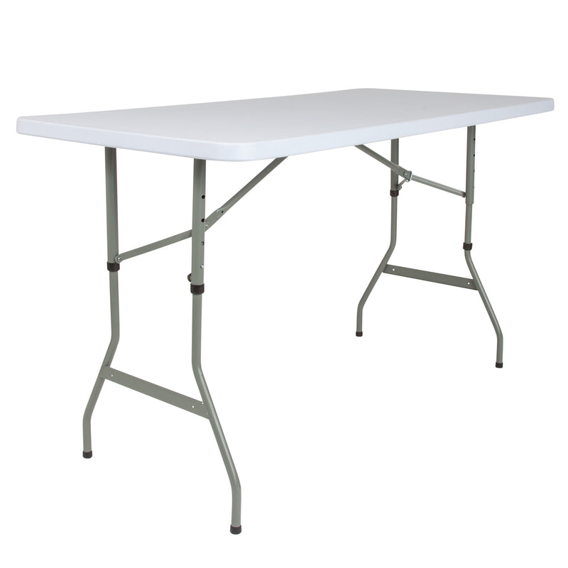 4.93-Foot Height Adjustable Granite White Plastic Folding Table