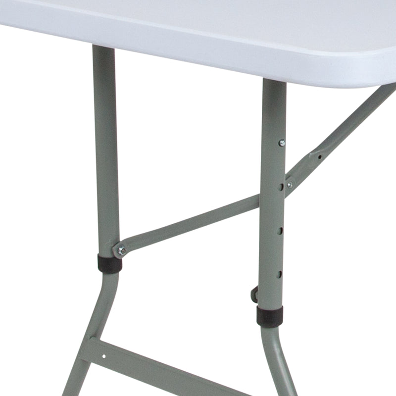 4.93-Foot Height Adjustable Granite White Plastic Folding Table