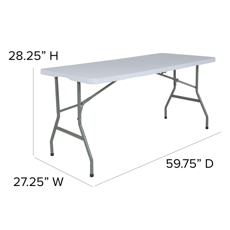 4.97-Foot Bi-Fold Granite White Plastic Folding Table