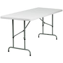 6-Foot Height Adjustable Granite White Plastic Folding Table