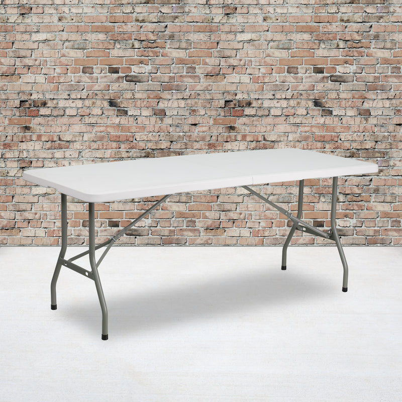 6-Foot Bi-Fold Granite White Plastic Folding Table