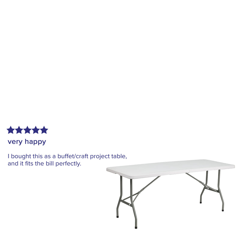 6-Foot Bi-Fold Granite White Plastic Folding Table