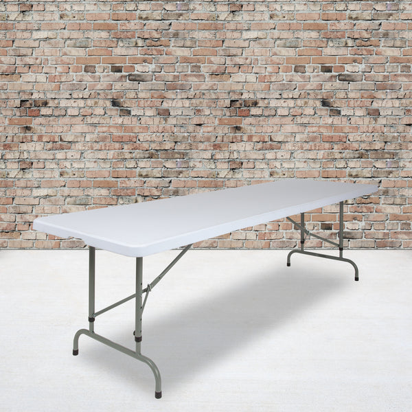 8-Foot Height Adjustable Granite White Plastic Folding Table