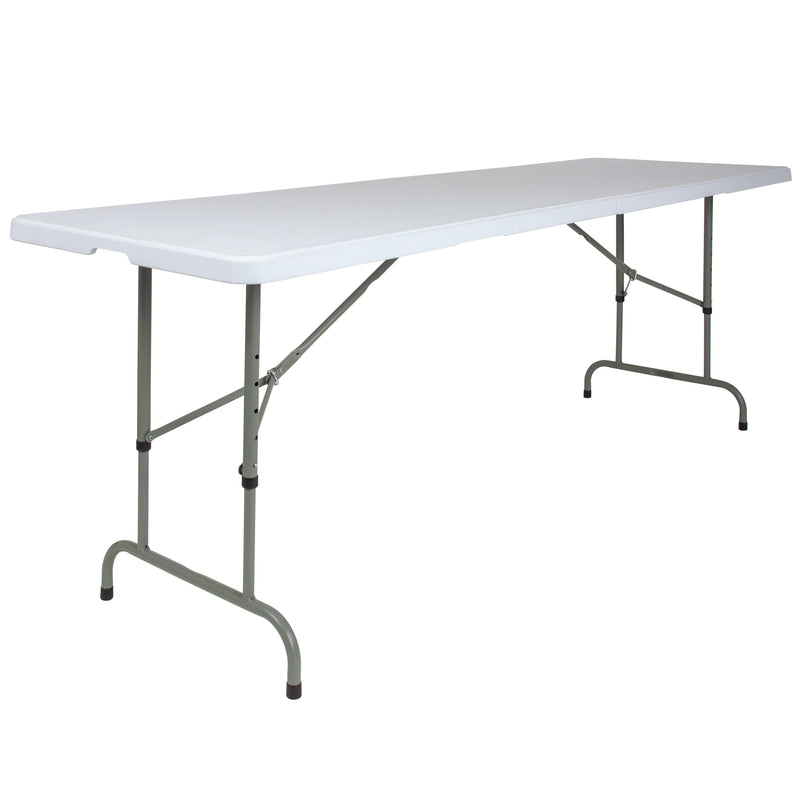 8-Foot Height Adjustable Granite White Plastic Folding Table