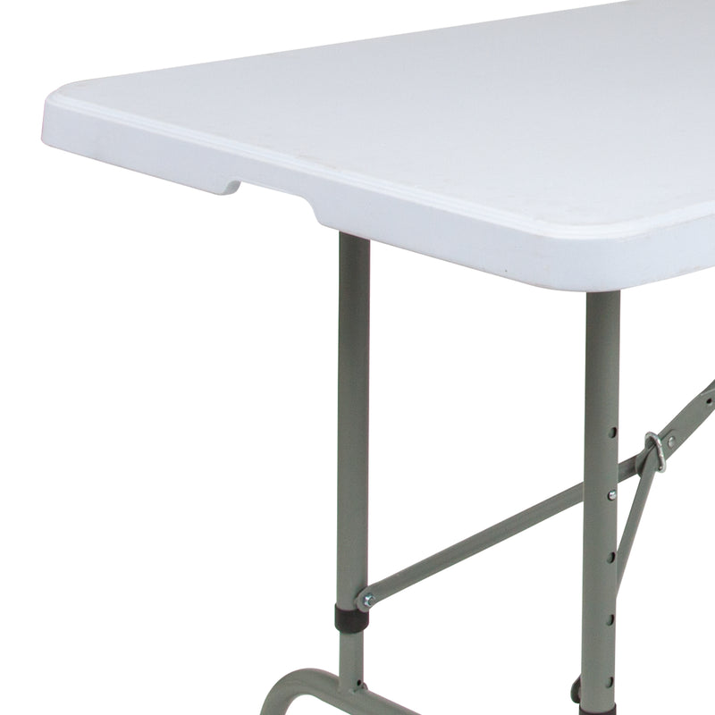 8-Foot Height Adjustable Granite White Plastic Folding Table