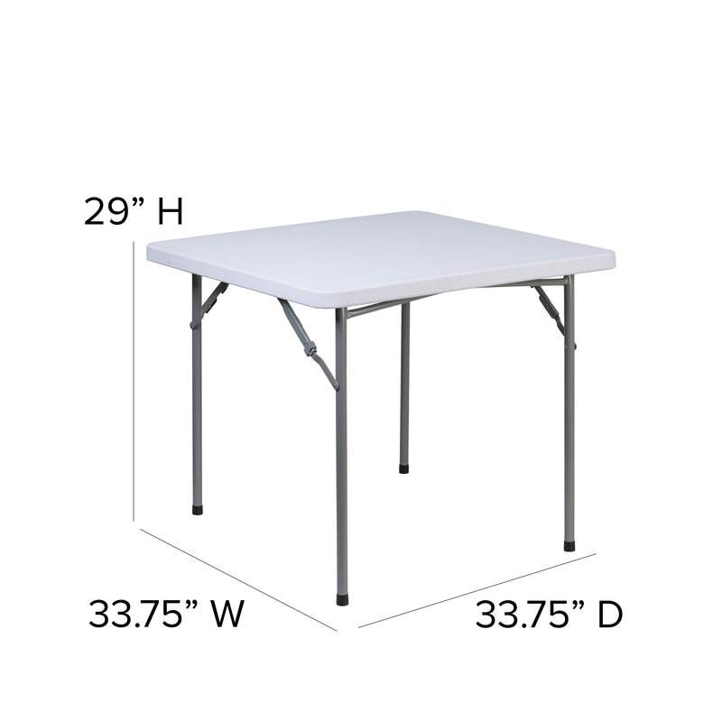 2.81-Foot Square Granite White Plastic Folding Table