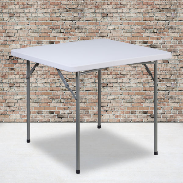 2.81-Foot Square Granite White Plastic Folding Table