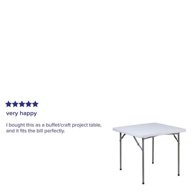 2.81-Foot Square Granite White Plastic Folding Table