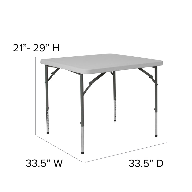 2.79-Foot Square Height Adjustable Granite White Plastic Folding Table